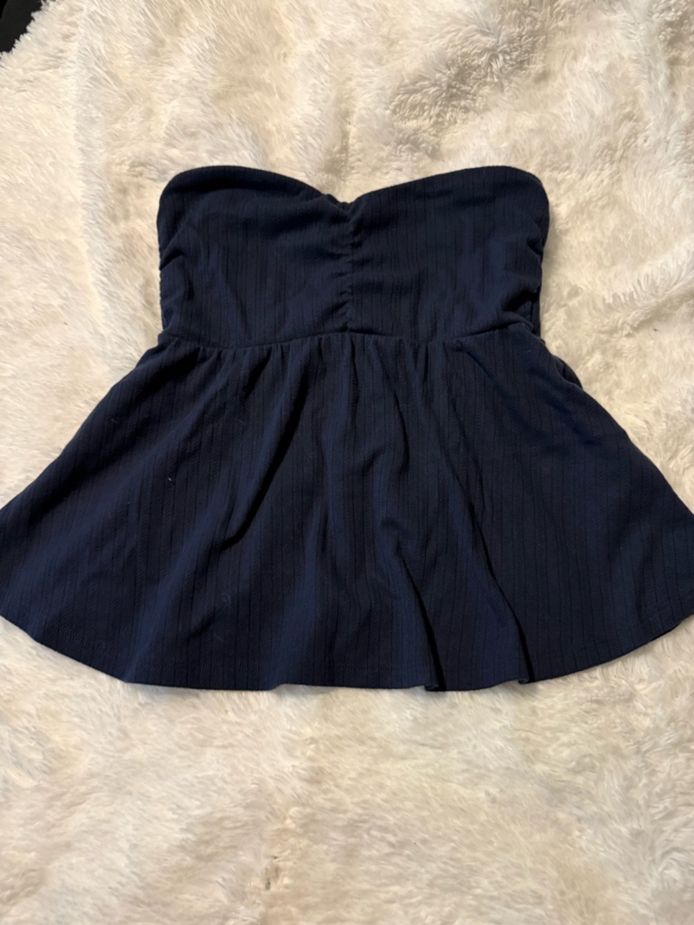 Hollister Strapless Navy Peplum Top | large |